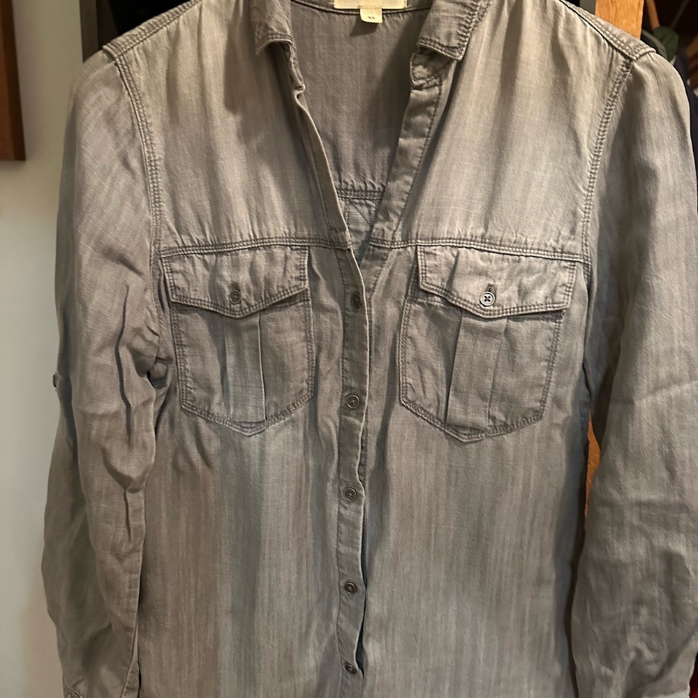 Cloth & Stone Gray Button Down Denim Shirt